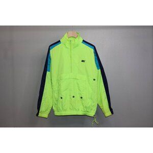 Vtg 90s Nike Neon Yellow Windbreaker Jacket Men’s M Blue Stripes Running Hiking